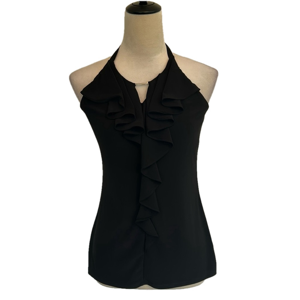 White House Black Market: Black, Tie Halter Top, Size Small